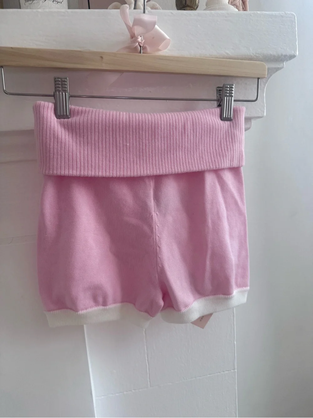 Nana Jacqueline Millie Fold-Over Waistband Pink Knit Shorts